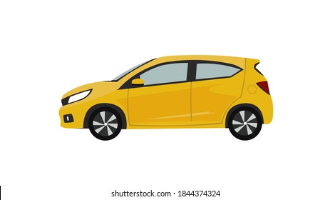 Yellow Cuv Family Car 2D Illustration Car Side View