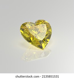 yellow diamond gemstone heart 3D render