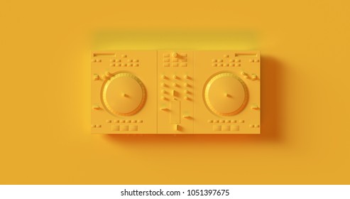 Yellow DJ Decks 3d Illustration 3d Rendering