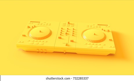 Yellow DJ Decks / 3d Illustration / 3d Rendering