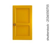 Yellow door isolated on white background.