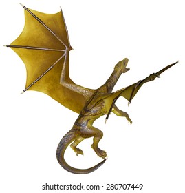 Yellow Dragon 3d Rendered Fantasy Creature Stock Illustration 280707449 ...