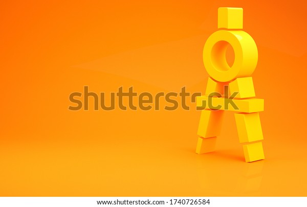 Yellow Drawing compass\
icon isolated on orange background. Compasses sign. Drawing and\
educational tools. Geometric instrument. Minimalism concept. 3d\
illustration 3D\
render