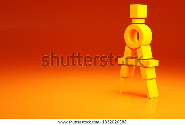 Yellow Drawing\
compass icon isolated on orange background. Compasses sign. Drawing\
and educational tools. Geometric instrument. Minimalism concept. 3d\
illustration 3D\
render.