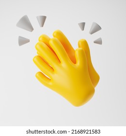 Yellow Emoji Clapping Hands Isolated Over White Background. 3d Rendering.