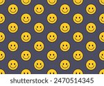 Yellow emoticon. Yellow emoticon on a colored background. Smiley Seamless pattern with a smiley face. Smile pattern
