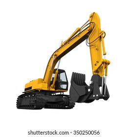 Yellow Excavator Isolated