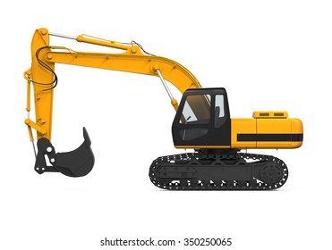 Yellow Excavator Isolated