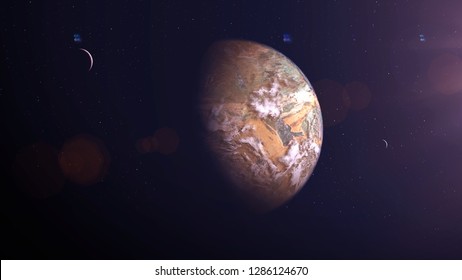 Yellow Exoplanet 3d render