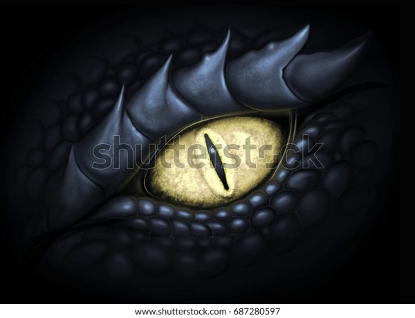 ドラゴンの黄色い目 デジタル画 のイラスト素材