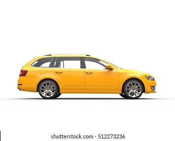 Yellow Family Car - Side View - 3D Render