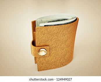 Yellow Fat Wallet Isolated On A Light Background