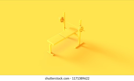 Yellow Flat Weight Bench 3d illustration 3d rendering