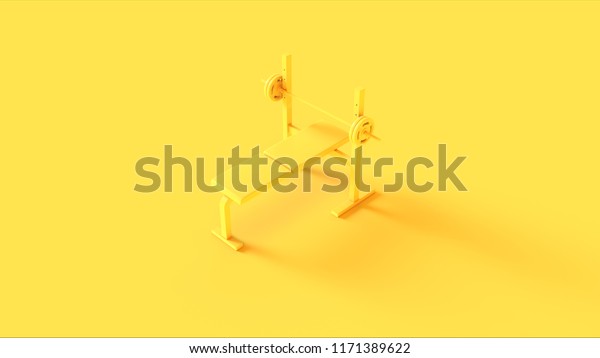 Yellow Flat Weight Bench 3d Illustration Stock Illustration 1171389622