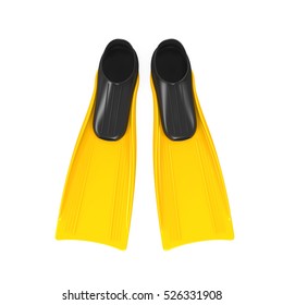Yellow Flippers Isolated. 3D rendering
