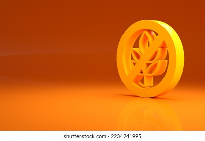 Yellow Gluten free grain icon isolated on orange background. No wheat sign. Food intolerance symbols. Minimalism concept. 3d illustration 3D render . - Powered by Shutterstock