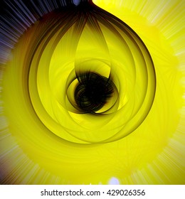 Yellow Golden Black Hole Tear Drop Lemon Ribbed Oval Pattern Circle Background Backdrop Gradient Colors Vibrant Bright Abstract Art