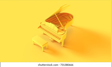 Yellow Grand Piano / 3d Illustration