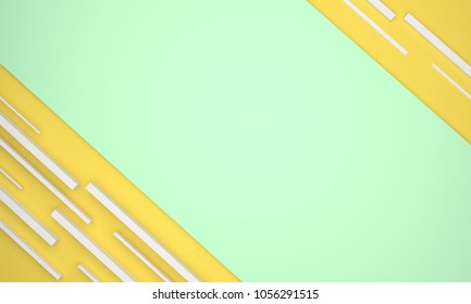 Yellow With Green Background, 3D Rendering