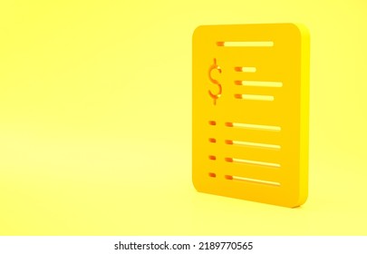 Yellow Grooming salon price list icon isolated on yellow background. Minimalism concept. 3d illustration 3D render. - Powered by Shutterstock