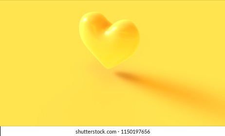 Yellow Heart 3d Icon 3d illustration 3d render