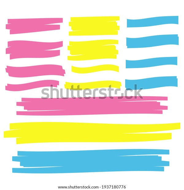 yellow highlighter brush lines.
Brush pen underline. Yellow watercolor hand drawn
highlight