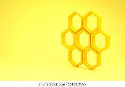 Yellow Honeycomb icon isolated on yellow background. Honey cells symbol. Sweet natural food. Minimalism concept. 3d illustration 3D render
