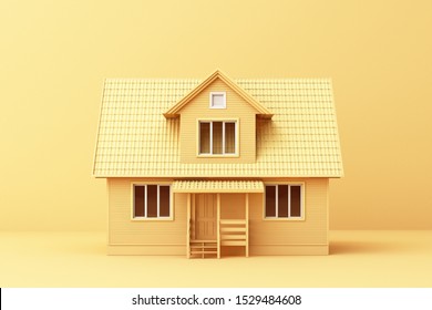 A yellow house on yellow background. 3d rendering