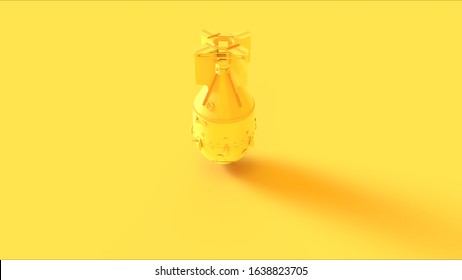 Yellow Large Atomic Bomb Neutron Bomb Thermonuclear Weapon 3d Illustration 3d Rendering