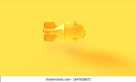 Yellow Large Atomic Bomb Neutron Bomb Thermonuclear Weapon 3d Illustration 3d Rendering