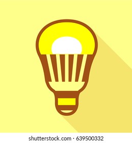 Yellow Led Bulb Icon. Flat Illustration Of Yellow Led Bulb  Icon For Web