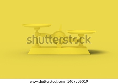 Yellow libra on a yellow background. Abstract image. Concept business. 3D render.