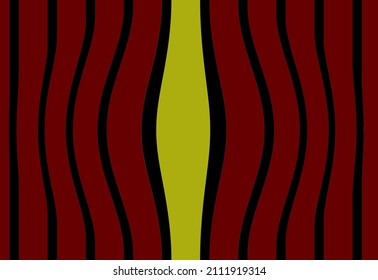 Yellow Light Leaking Through The Burgundy Curtain. Vector Image