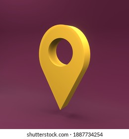 Yellow Location 3D Icon. 3D Rendering Location Sign Icon