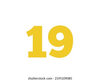 Yellow Logo Number Nineteen On White Stock Illustration 2195109085