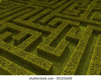 yellow maze 3d illustration - Shutterstock ID 351531650