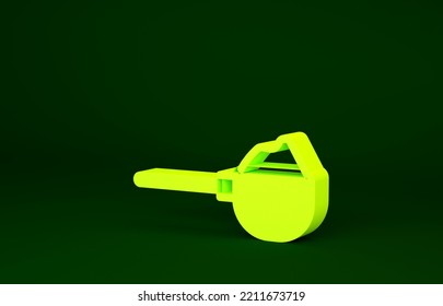 Yellow Measuring Cup With Flour Icon Isolated On Green Background. Baking Ingredients. Healthy Organic Food. Dough Cooking. Minimalism Concept. 3d Illustration 3D Render.