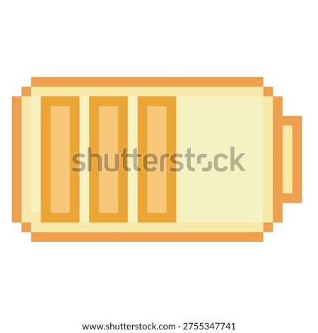 Yellow medium battery icon pixel art with two charge level bars