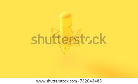 Yellow Microphone 3d illustration 3d rendering