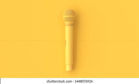 Yellow Microphone music background. minimal idea concept,3D Render.