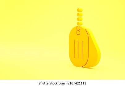 Yellow Military Dog Tag Icon Isolated On Yellow Background. Identity Tag Icon. Army Sign. Minimalism Concept. 3d Illustration 3D Render.