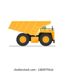 Yellow Mining Dump Truck. Clipart Image Isolated On White Background