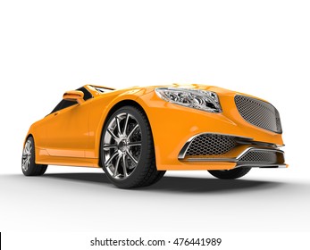 Yellow Modern Car - Low Angle Shot - 3D Illustration