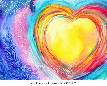 Yellow Moon Heart Watercolor Painting Illustration Design Valentine Wedding Symbol