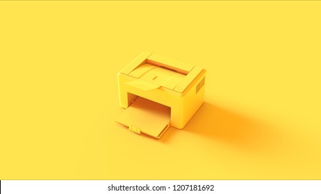 Yellow Office Printer 3d Illustration 3d Render