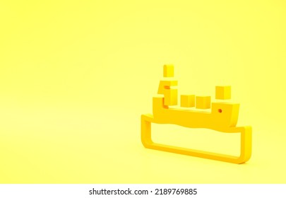 Yellow Oil Tanker Ship Icon Isolated On Yellow Background. Minimalism Concept. 3d Illustration 3D Render.