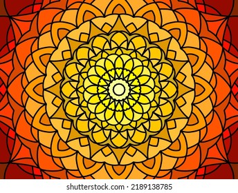 Yellow And Orange Gradient Floral Mandala Illustration Design