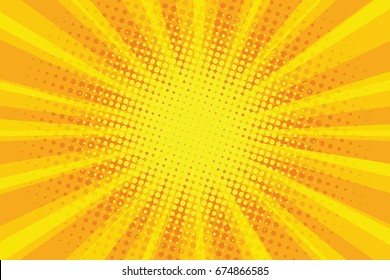 Yellow Orange Sun Pop Art Retro Rays Background  Illustration