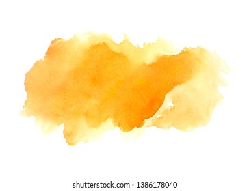 yellow orange watercolor stain with color shades paint stroke background