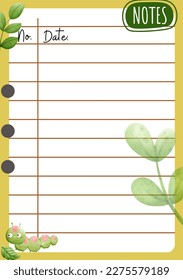 Yellow paper designed cheerfully for spring to boost your mood on your school daily notes